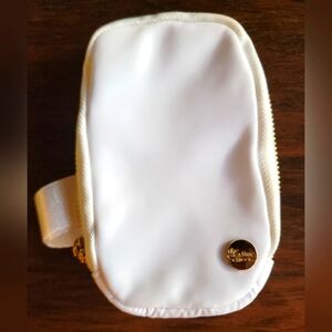 White Crossbody Bag with Gold Accents